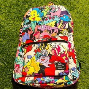 Rare Loungefly Disney The Little Mermaid all over print backpack
